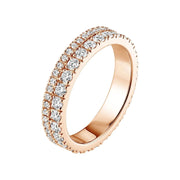 Round Shaped Moissanite Double Row Wedding Band Mapple Gems